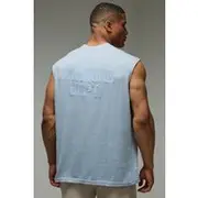 Mens Light Blue Man Active Training Dept Washed Oversized vest