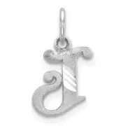 Real 14ktW Diamond-cut Letter J Initial Charm