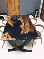Black Solid Epoxy Dining Table Top Furniture For Living Room Decor