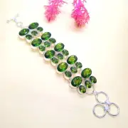 Beautiful Peridot Gemstone 925 Sterling Silver Plated Handmade Bracelet 9"
