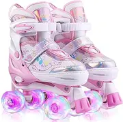 Roller Skates for Kids Children, Adjustable Light Up Roller Skates for Girls Boys
