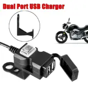 Dual USB Port 12V Motorcycle Handlebar Charger Adapter Power Supply Socket Motos
