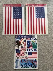 3 Color Clings Static Cling Car Window Decorations/Stickers USA American Flag