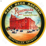 Ruhstaller Gilt Edge Lager & Steam 11.75" Round Metal Sign