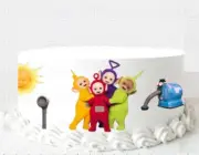 TELETUBBIES SCENE Set Edible Icing CAKE Decorations CUT to SHAPE, EASY TO USE