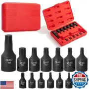 Bates- Impact Torx Bit Socket Set, 13 pcs, T10-T60, 1/4" 3/8" and 1/2" Drive,