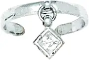 [JewelryWeb] 14k White Gold CZ Simulated Diamond Adjustable Kite Drop Body Jewelry toe ring-toe ring for Women