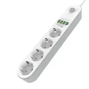 LDNIO SE4432 2500W Power Strip with 4 Outlets+4 USB-A Extension Socket EU Plug 10A for Phone Tablet Home Appliances