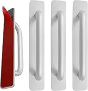 4 Pcs Self-Adhesive Cabinet Handles Pulls,No Drilling,Durable Aluminum Alloy Drawer Push Pull Handles for Kitchen Cabinet Drawer Window Sliding Closet (147mm, Silver)