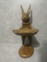 在飛比找樂天市場購物網優惠-日本回流銅器兔子造型擺飾物托擺飾西洋銅器，尺寸高25寬11.