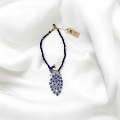 Dazzling Blue Peacock Brooch Showstopper Necklace
