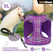 Mesh Dog Pet Harness Adjustable Reflective Soft Chest Strap w/D-rings&Leash Set