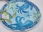 (2) Coastal Collection Melamine Crab Turtle Octopus Dinner Plates 11"NEW