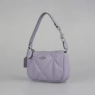 【COACH】COACH Nolita 15銀字LOGO小牛皮菱格絎縫設計拉鍊手拿包(霧紫)