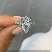 5.00Ct Pear Cut Moissanite Solitaire Engagement Ring 925 Sterling Silver SZ 6.5