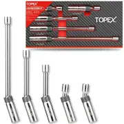 TOPEX 5-Piece Swivel Spark Plug Socket Set 3/8" Drive Magnetic Extra Long