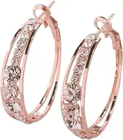 [LAXTO] Earring Hoop,Nose Lip Rings,Stud Earrings,Earrings for Women, Female Rhinestone Inlaid Big Ear Hoop Ring Earrings Personalized Ear Jewelry Jewellery (Color : Rose Gold, Size : One Size)