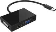 USB 3.0 1080P HD DVI VGA Dual Video Graphics Card Adapter For PC