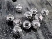 925 Sterling Silver, Round, Fancy Cut, 4x3.5mm, 10pce, Free Post OZ SELLER
