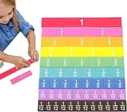Fraction Tiles for Kids, Colorful Fraction Teaching Tiles Strips, Classroom Boys Girls Fine Motor Skills Improver Education Aid for Elementary School