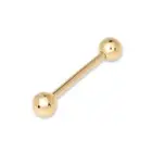 Solid 14k Yellow or White Gold 14G 5mm Ball Straight Barbell Tongue Bar Ring -