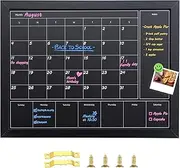 Aitakatta 3-in-1 Magnetic Monthly & Weekly Chalkboard Calendar for Wall, Blackboard With Black Wood Frame, Hanging Decor/Memo (YL+ZL-HB-BK,4333)