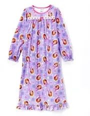 Disney Sofia the First Princess Long Sleeve Nightgown Pajamas Size 8