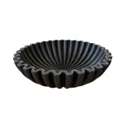 Black Ruffle Decorative Bowl Modern Living Room Home Office Resin Fluted Bowl Coffee Table Bookshelf Centerpiece Desktop Decoration Jikaix