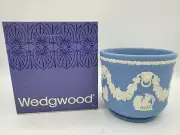 Wedgwood JASPERWARE BLUE 4.5" Jardiniere Cache Pot Planter Lion Head Relief NIB