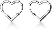 [SLUYNZ] 925 Sterling Silver 1.6CM Heart Hoop Earrings for Women Teen Girls Minimalist Hoop Earrings Sweet Love Heart Earrings Drop