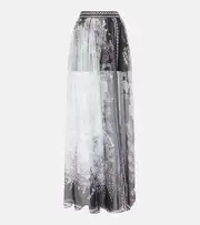 [Elie Saab] Elie Saab Printed silk chiffon maxi skirt AU 12 multicoloured