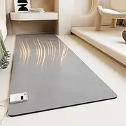 Heated Carpet Under Rug, Electric Heated Carpet, Heated Floor Mat, Adjustable Temperature & Time Warm Foot Cushion, Waterproof & Non-Slip Electric Heating Pad for Home Office,65x200cm