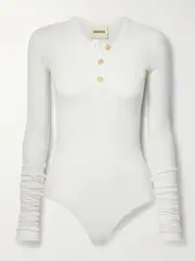 [KHAITE] KHAITE - Janelle Ribbed Cotton-blend Bodysuit - Off-white - large large Off-white