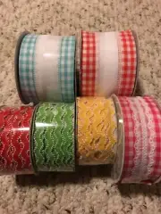 Celebrate It Lot 6 Rolls Spring Color Ribbon. NEW. Pink Green Yellow Blue Craft