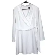 Adrianna Papell Satin Collar Tuxedo Dress In Ivory Size 14 NWT