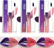 Dynaeuty 3 Colors Lip Stain, Peel Off Lip Stain Lip Tint Set, Waterproof Long Lasting Non Stick Cup Non Fade Liquid Lipstick Set, Magic Color Lip Oil Set for Women Girls (A)