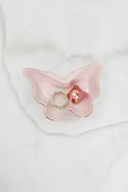 Pink Christmas Butterfly Trinket Dish - Size ONE, Women's Gift