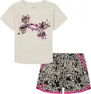 [Under Armour] UA PRINTED WOVEN SHORT SET, STONE, 3T, Light Beige, 3 Years