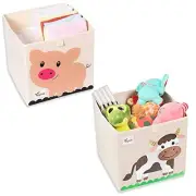 2PCS 13x13x13 Storage Cube Bins, Foldable Toy Storage Bins Boxes Chests, Water