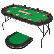 Costway 8-Player Folding Poker Table Cardboard Game Table w/Comfy Armrests Green