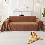HAOMAIJIA Non Slip Couch Cover Sofa Covers for 3 Cushion Couch Washable sectional Couch Covers for Dogs pet Furniture Protector Couch Cover Blanket for Living Room (Brown, 71"x134")