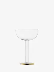 [LSA International] Luca Champagne Coupe Glasses 7 oz, Set of 2, Luxury Hand Decorated Gold Band Elegant Drinking Glassware