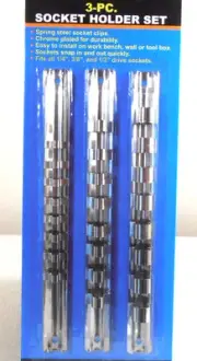 SOCKET HOLDER Set 1/4" 3/8" 1/2" Drive Tray Holder Organizer Standard Wall Mount