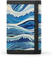 [QMKFWT] Blue Wave Painting Casual Wallet Credit Card Holder Premium Document Organizer Case for Men And Women