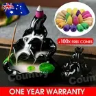 100 Cones Backflow Mountain Waterfall Smoke Incense Burner Cones Holder AU SELL
