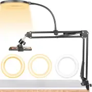 Overhead Phone Mount with Ring Light, Overhead Tripod Phone Holder Mount for ...