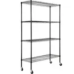 VEVOR Storage Shelving Unit with Wheels, 4-Tier Adjustable, 700 lbs Capacity, Heavy Duty Garage Shelves Metal Organizer Wire Rack, Black, 47.2" L x 17