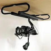 AUXPhome Metal Fishing Reel Display Rack, Fishing Reel Ceiling Mount Storage Rack Spinning Reel Organizer Holder for Garage, Cabin and Basement, Holds 3 Fishing Reel（No Spinning Fishing Reel）