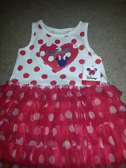 minnie mouse dress heart w/ logo sparkling silver trim knit top tulle layer bott