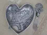 Victorian Trading Pewter Heart Eiffel Tower Tidbit Dip Dish 15B